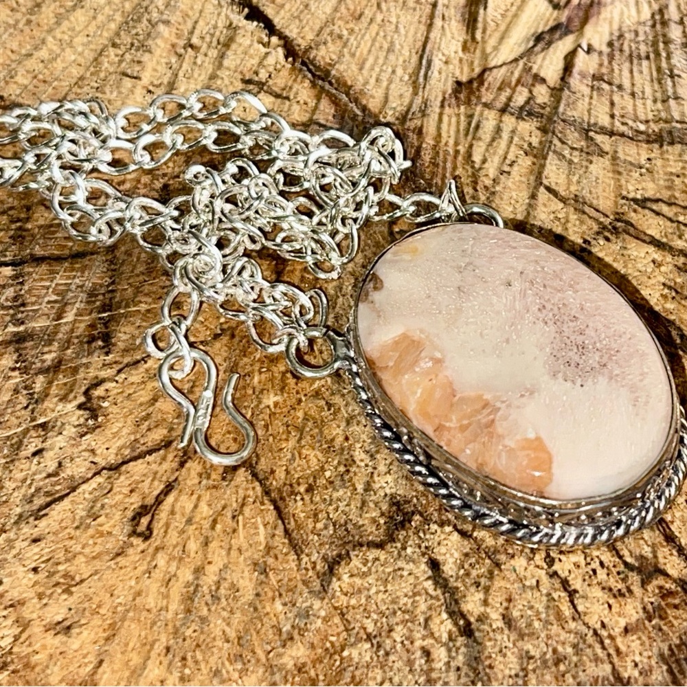 Peach Scolecite “Inner Peace Stone” Pendant Necklace - Picture 7 of 14